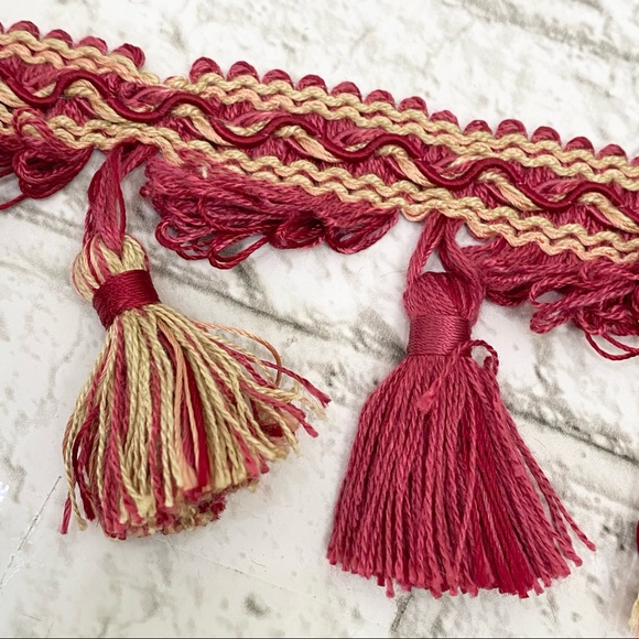 Calico Corners 2.5” Tassel Fringe Trim Raspberry Sorbet Sewing Upholstery 21 Yds - Picture 4 of 9